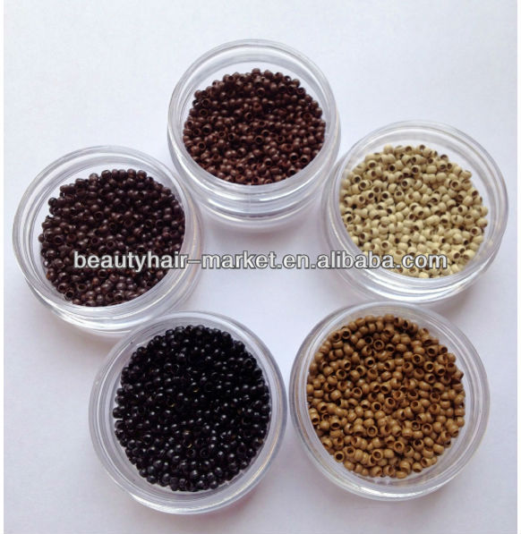 Microlink beads with silicone inside 4.5*2.0*3.0mm 1000Pcs/Bottle Hair Extension tools for Micro ring Hair Extensions