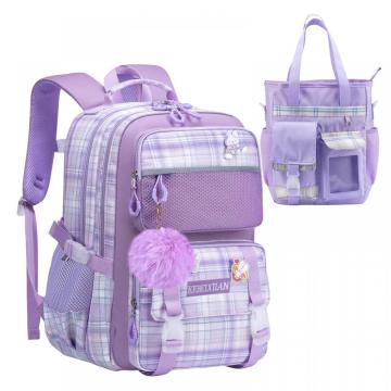Cute Backpack for School Girls, Multi-Pockets with Cute Tote