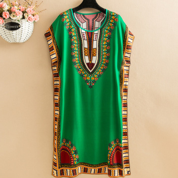 Bohemian Printed Summer Dress with Batwing Sleeve - Ethnic Style Tunic