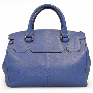 Borsa tote metallizzata blu Market in pelle martellata