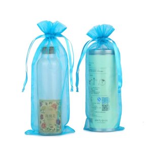 blue gift packing drawtring organza pouch