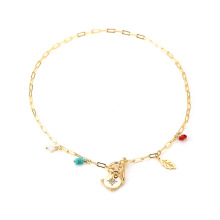 Luxury Natural Stone Shell Leaf Necklace - Gold High Grade Clavicle Chain Jewelry