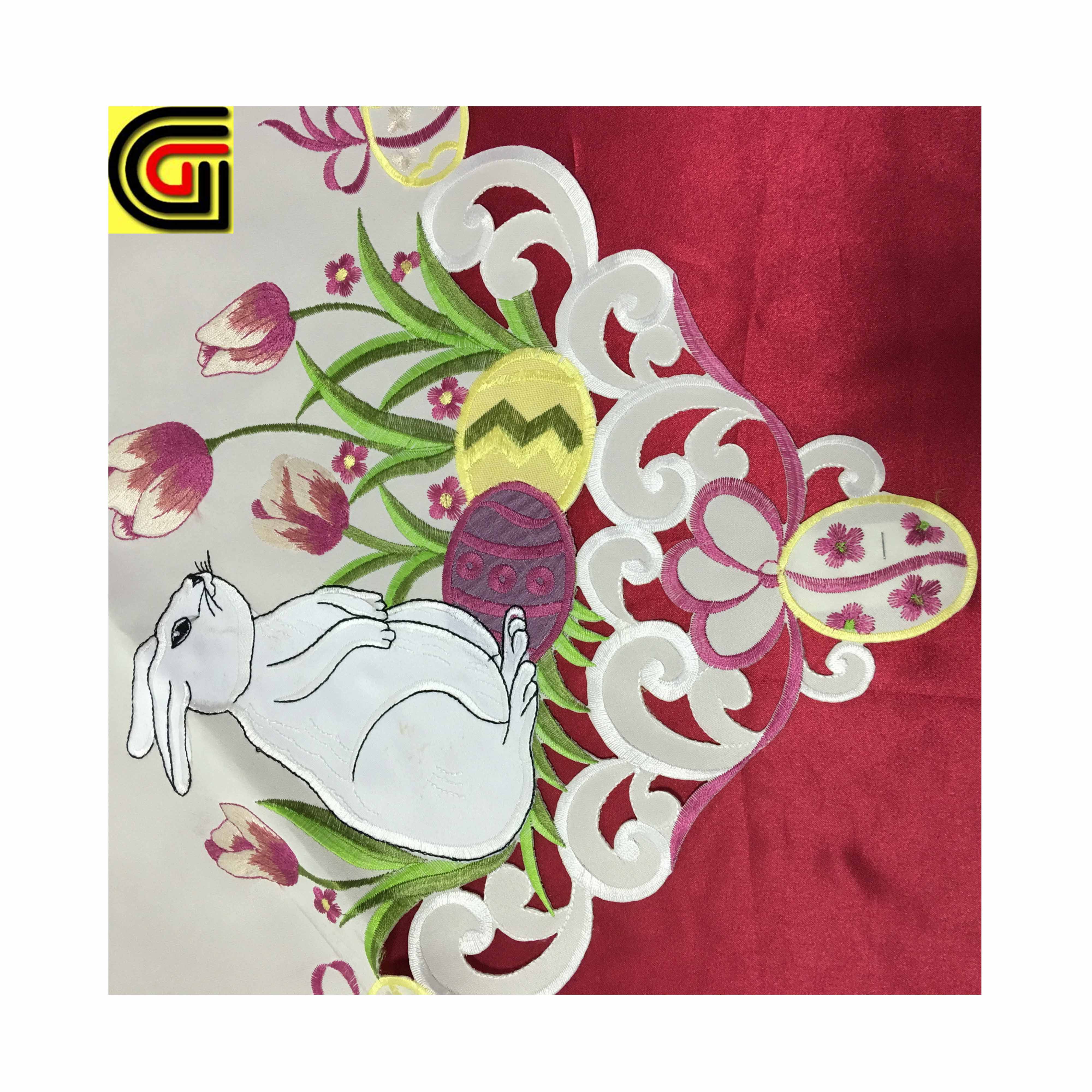 Hot Selling Easter Embroidery cutwork table cloth