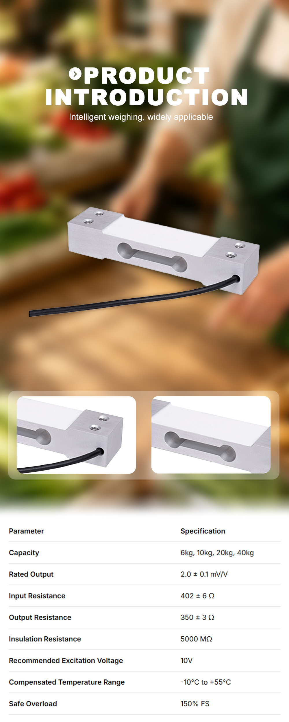 เซ็นเซอร์ชั่งน้ำหนักแบบแท่นแม่นยำ B10 x B10 Precision Platform Scale Sensor x