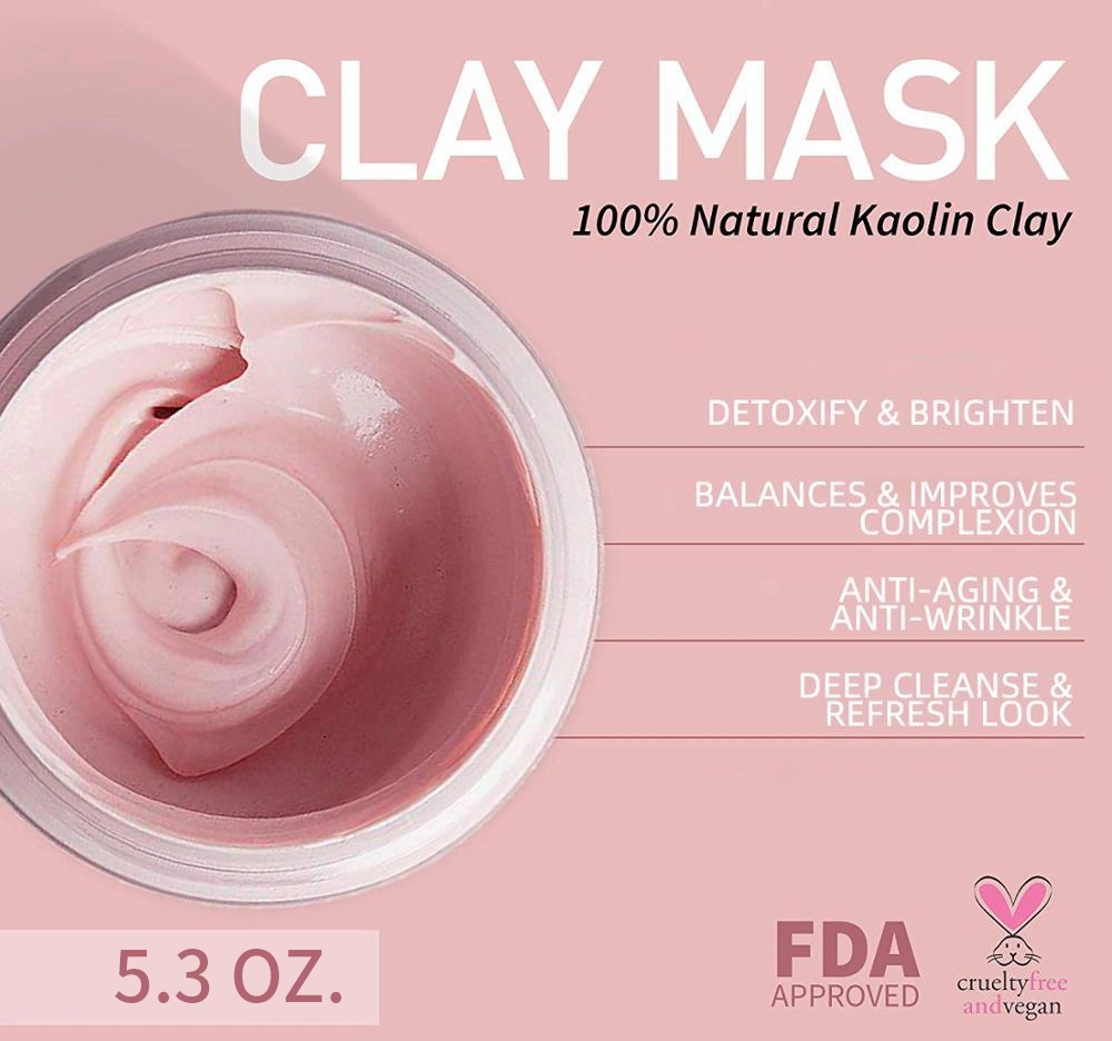 Australian Pink Clay Mask Purifying OEM Pure Rose Powder Organic Cleansing Face Pink Clay Mask Moisturize Mask