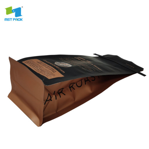 Bolso kraft mate negro con cremallera para alimentos con papel de aluminio