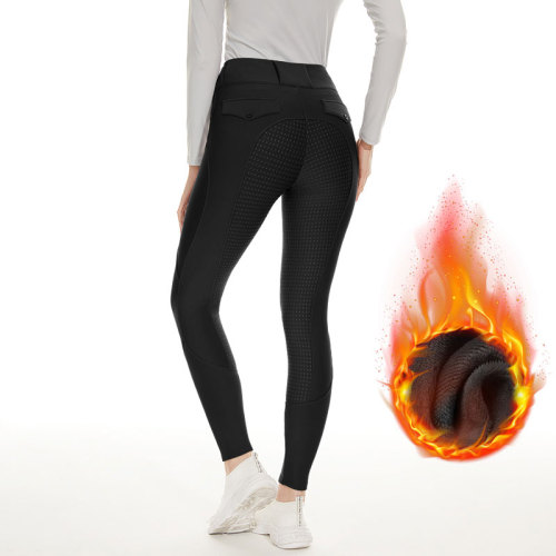 Winter Thick Warm Black Full Silicone Equestrian Leggings