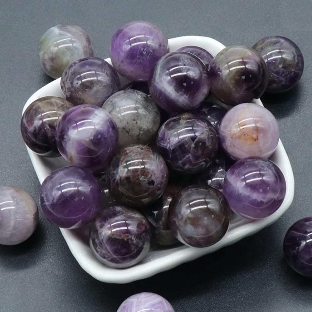 Boules de chakra d&#39;améthyste de 20 mm pour le soulagement du stress Méditation Équilibrer la décoration de la maison Balques de cristal sphères polies