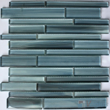 Carolina Blue Linear Hand Painted Glass Mosaic Tiles