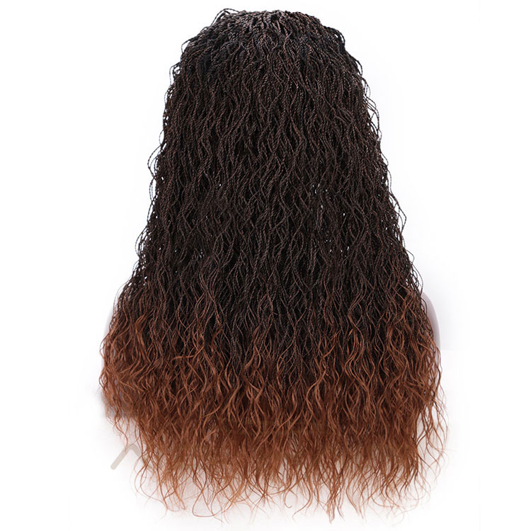 Aisi Hair Synthetic Twist Braided Lace Front Long Wavy Wigs Ombre Brown Senegalese Lace Front Long Braided Wigs For Women