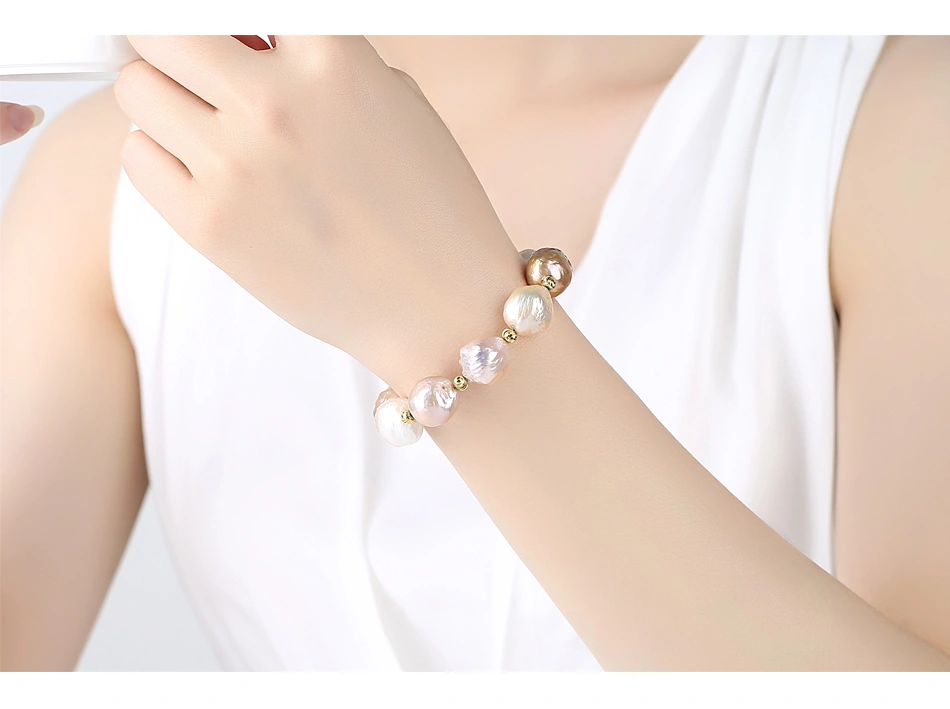 Luxury Multi-Colored Pink Cultured Freshwater Pearl Sterling Silver Bracelet