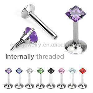 Square CZ Prong Set Monroe Lip Rings