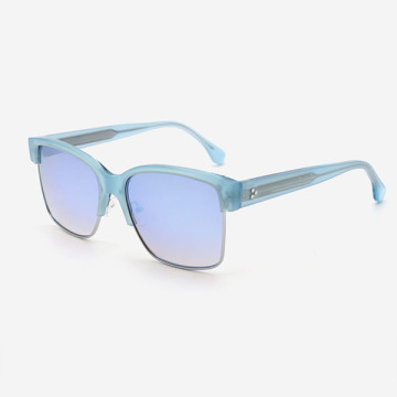 Square Acetate And Metal Combined Unisex Sunglasses 23A8059