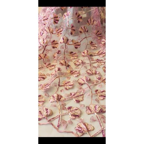 Pearl Flower Edge Fabric bordir renda renda tulle renda berlian bunga merah muda