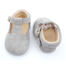 Real Suede Leather Baby Girls Dress T-Bar Shoes
