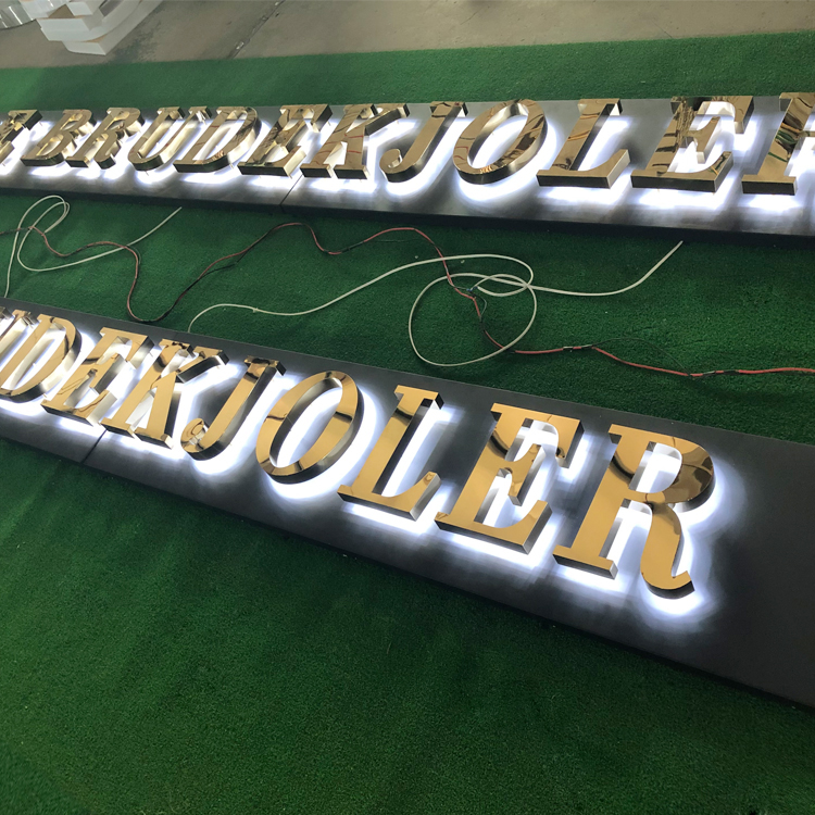Cutomized led mirror light company logo design outdoor lights signboard led backlit letters