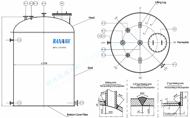 stainless steel oil water chemical storage tank