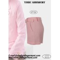 Women's Pink High-waisted Linen Pleated Shorts