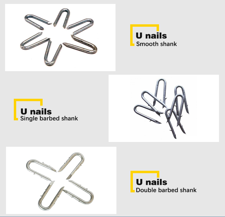 u type nail with hooked 4-14mm fence staples hot dipped electro galvanized u shaped nails