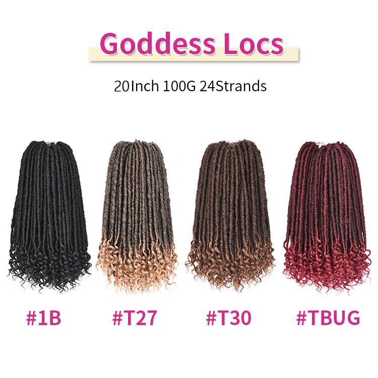 Julianna Synthetic Hair Extensions With Curly Ends Goddess Locs Crochet Hair Staight Faux Locs With Curly Goddess Faux Locs