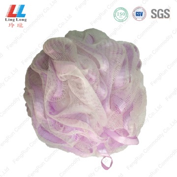 Ribbon sightly mesh bath sponge