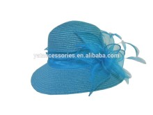 Paper braid straw hats, summer hats, with beautiful flower decorate