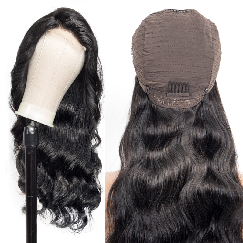 Natural Color Body Wave Glueless Wig 4x4 Transparent Hair Wig For Black Women 100% Raw Brazilian Human Hair Lace Front Wig