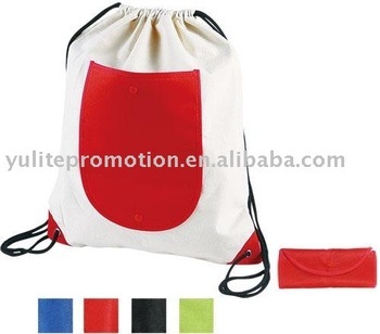 Cotton drawstring foldable backpack