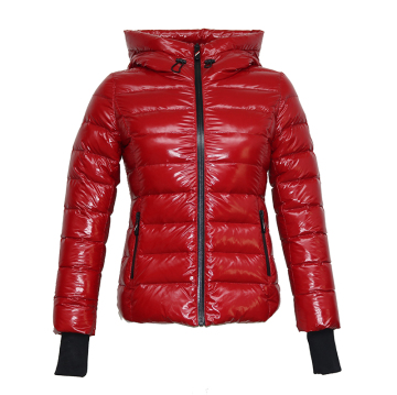 Ladies' Quilting Short Coat With Hood Red