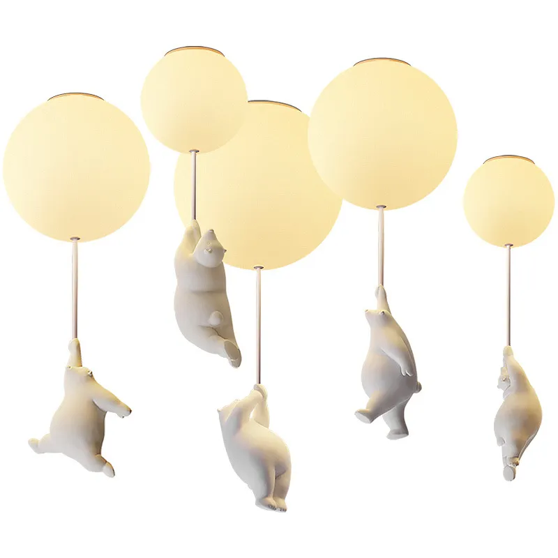 Modern Nordic Bear LED Pendant Light for Kids′ Rooms