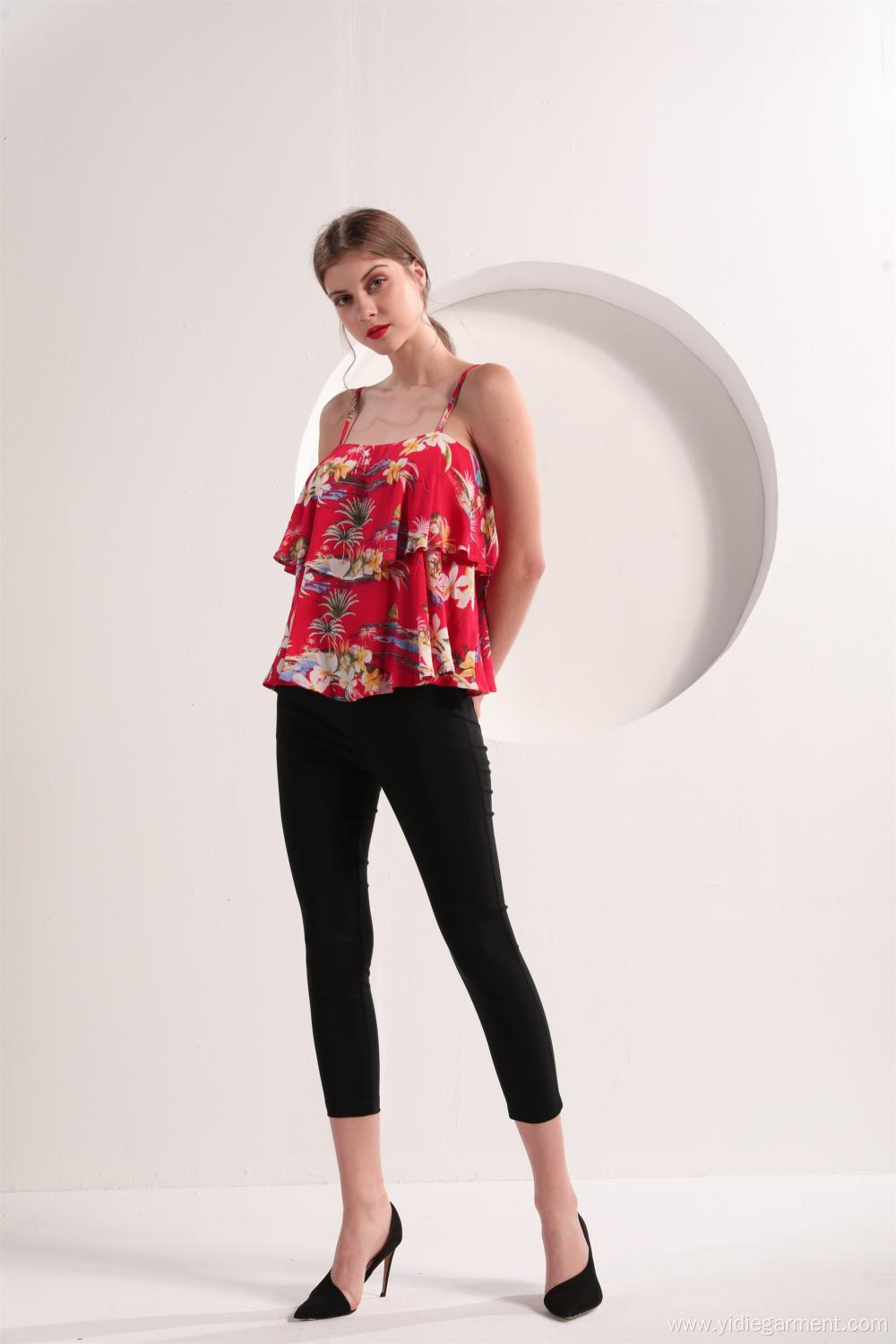 Women's Red Floral Cami Top