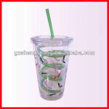 16OZ double wall plastic cup,plastic double wall cup