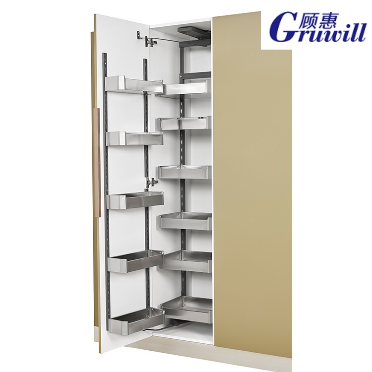 Kitchen Cabinet Pull Out Soft-close Pantry Organizer Tall Unit Kitchen Storage 5 Layers Pantry Unit in Cabinets Gruwill CN;GUA