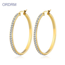 Large Gold Plated Rhinestone Hoop Earrings