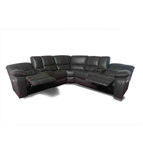 Modern Black Synthetic Leather Recliner Sofa