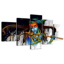 Indian Living Room Home Decoration: Krishna Pictures Canvas Prints & Modern 5-Piece Canvas Paintings
