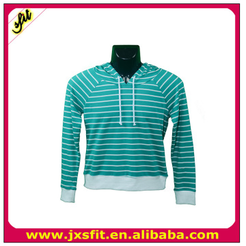 Green Whiteny Striped Hoodie Pullover Fleece Zipper-up Hoodies