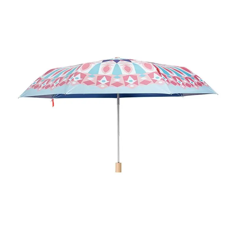 Strong Fold Umbrella Print Low Price Purple Mini Compact Manual Reinforced 210t Canopy Lightweight Wholesale Popular Custom