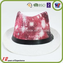 2016 summer beautiful Sublimation print straw cap all handmade fedora hat