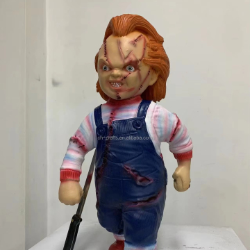 Halloween 45cm Chucky Latex Killer Doll - Scary Prop for Party Decorations