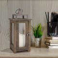 Decorative Rustic Wooden Hurricane Candle Lantern