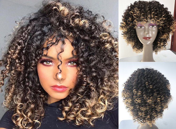 wholesale synthetic wig for africa ombre machine jumbo blonde bob headband hair grey color kinky short deep wig afro wigs curly