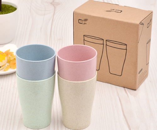 4 Pairs Wheat Straw Drinking Cup Set