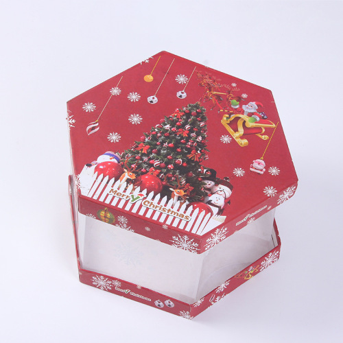 Ağaç şeklindeki berrak plastik pencere Noel hediye kutusu