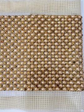 24 Rows Mined Gold Rhinestone Pearl Banding in Wholesale