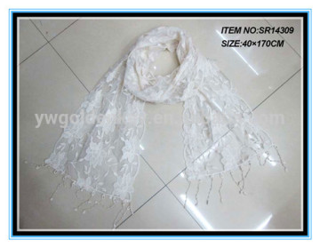 Hot selling chic lace scarf white lace scarf lace trim scarf for spring and Autum