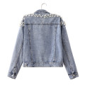 2021 Bead Studded Denim Lady Blouse Jacket Customization