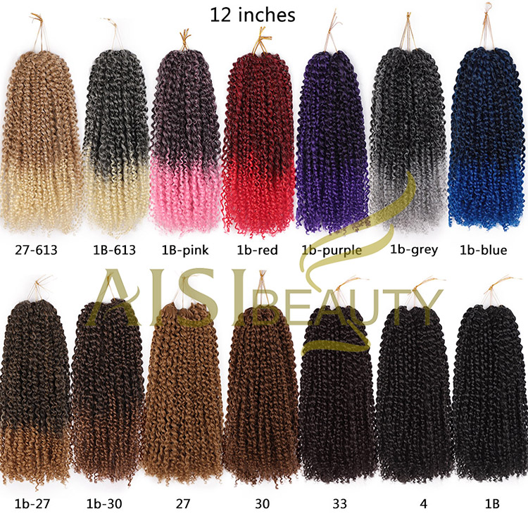 Aisi Beauty Wholesale 8 Inch High Quality Marly Bob Heat Resistant Fiber Kinky Curly Synthetic Crochet Braiding Hair Extensions