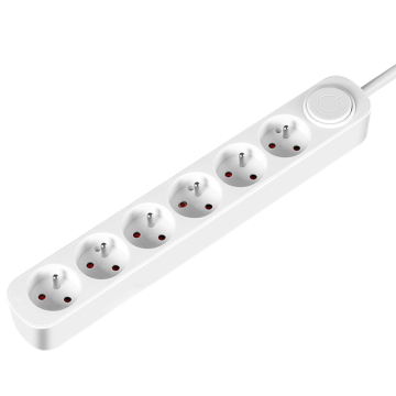 France 6-socket power strip with button