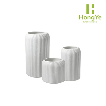 Three Sizes of Planters with Vertical Stripes for Flowers